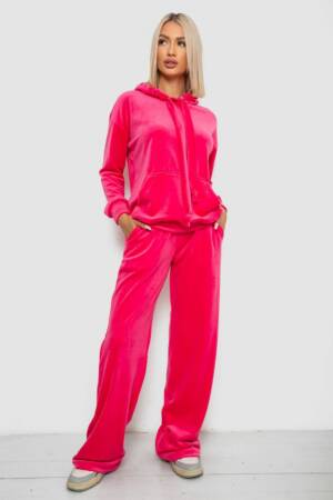 Спортивний костюм жіночий велюровий вільного крою, колір рожевий, 241R2001-20