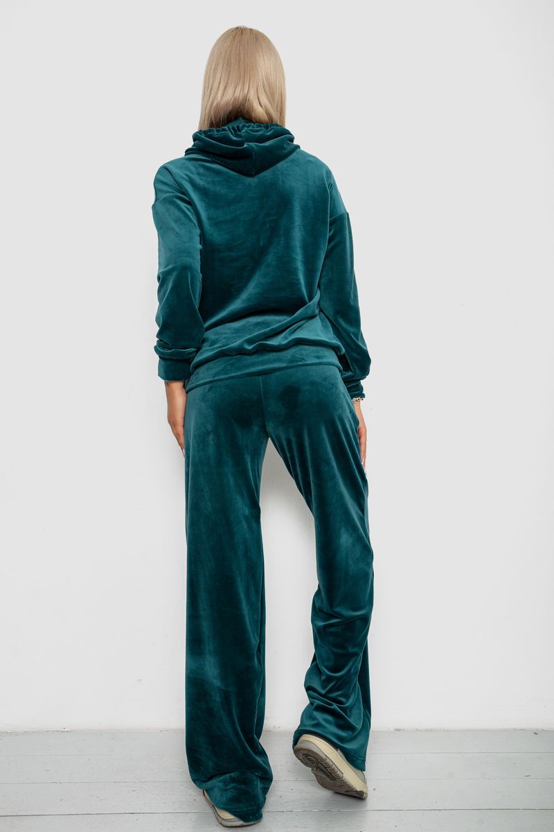 Спортивний костюм жіночий велюровий вільного крою, колір зелений, 241R2001-20 - Зображення 4