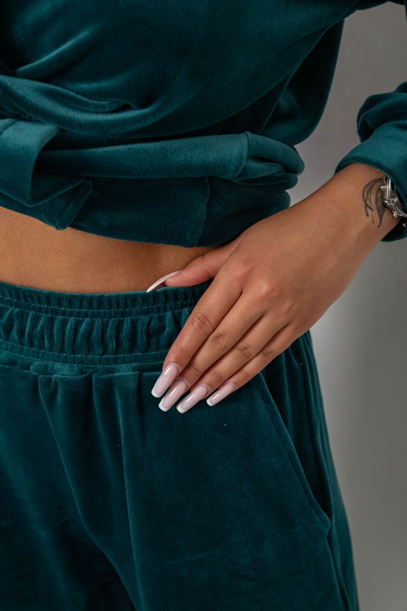 Спортивний костюм жіночий велюровий вільного крою, колір зелений, 241R2001-20 - Зображення 5