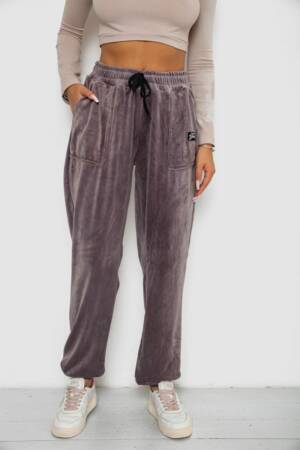 Спортивні штани велюрові жіночі на флісі, колір мокко, 238R58649-1