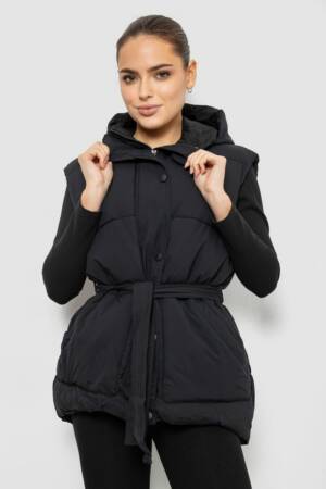 Жилет жіночий з капюшоном, колір чорний, 207R2016