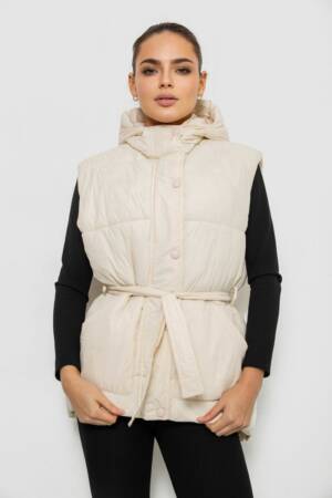 Жилет жіночий з капюшоном, колір світло-бежевий, 207R2016