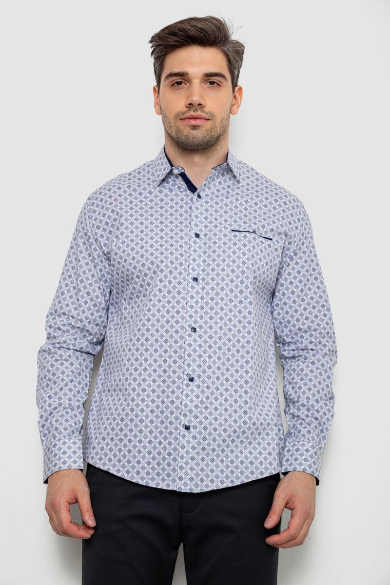 Сорочка чоловіча з принтом, колір білий, 214R7166