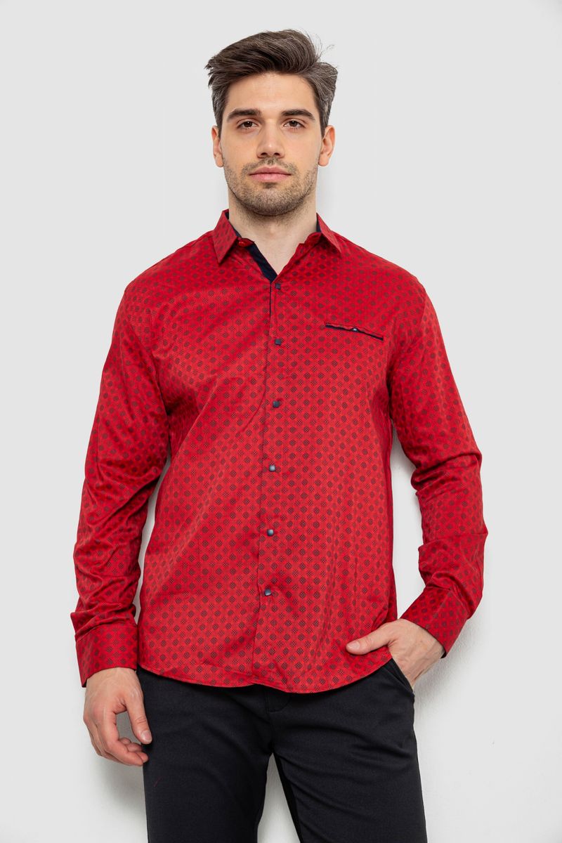 Сорочка чоловіча з принтом, колір червоний, 214R7166