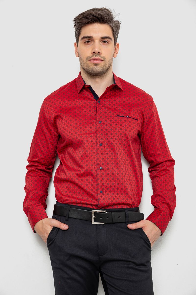 Сорочка чоловіча з принтом, колір червоний, 214R7166