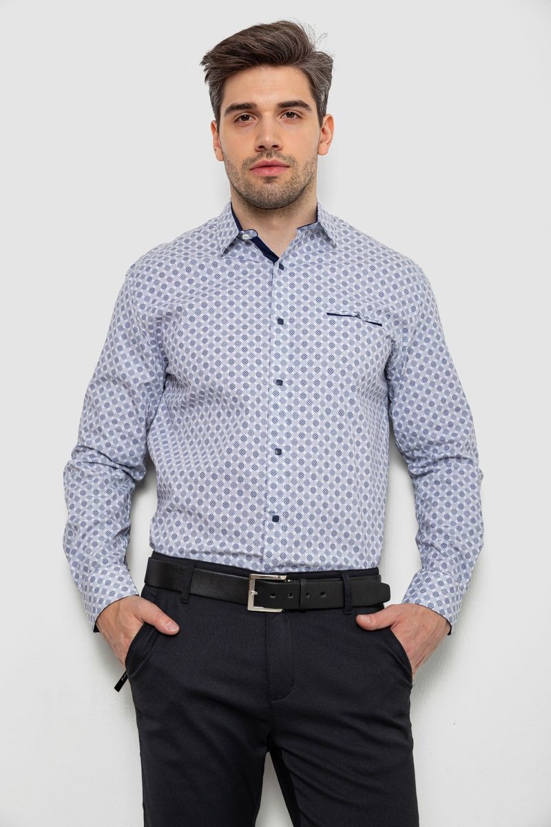 Сорочка чоловіча з принтом, колір білий, 214R7166