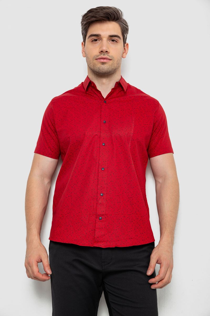 Сорочка чоловіча з принтом, колір бордовий, 214R7328