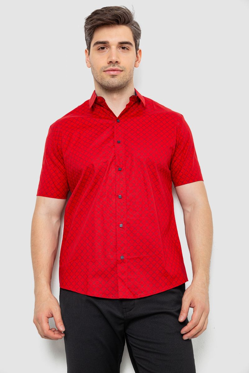 Сорочка чоловіча з принтом, колір червоний, 214R7330