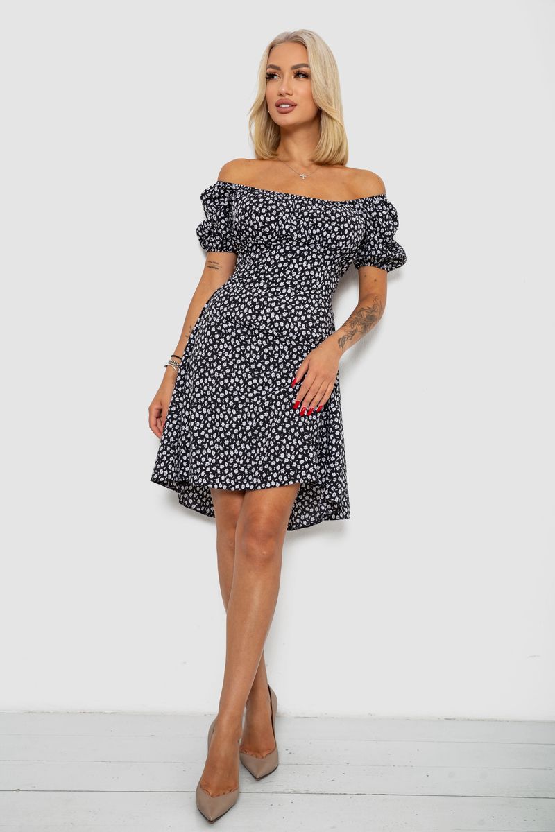 Сукня софт з принтом 230R01005, колір чорний, 230R0105