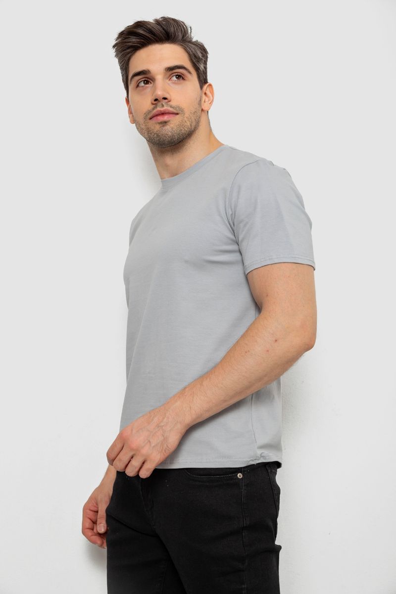 Футболка чоловіча однотонна, колір світло-сірий, 238R155 - Зображення 3