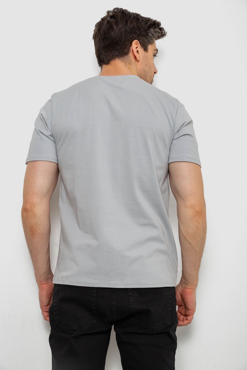 Футболка чоловіча однотонна, колір світло-сірий, 238R155 - Зображення 4