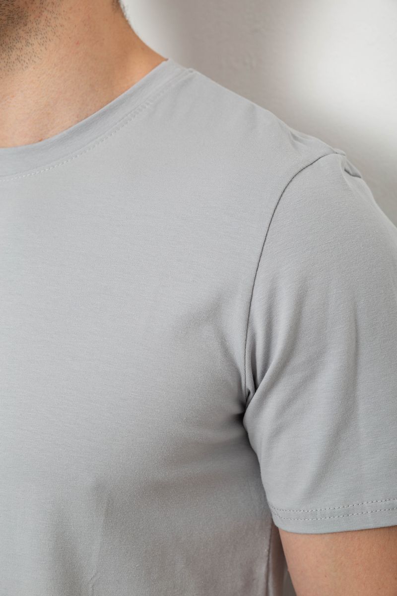 Футболка чоловіча однотонна, колір світло-сірий, 238R155 - Зображення 5