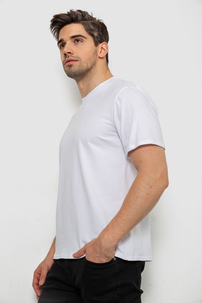 Футболка чоловіча однотонна, колір білий, 238R155 - Зображення 3