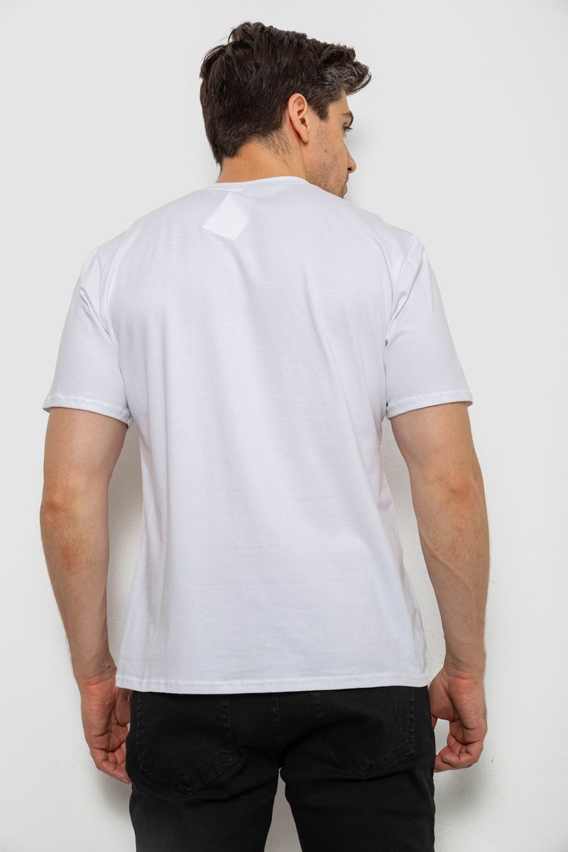 Футболка чоловіча однотонна, колір білий, 238R155 - Зображення 4