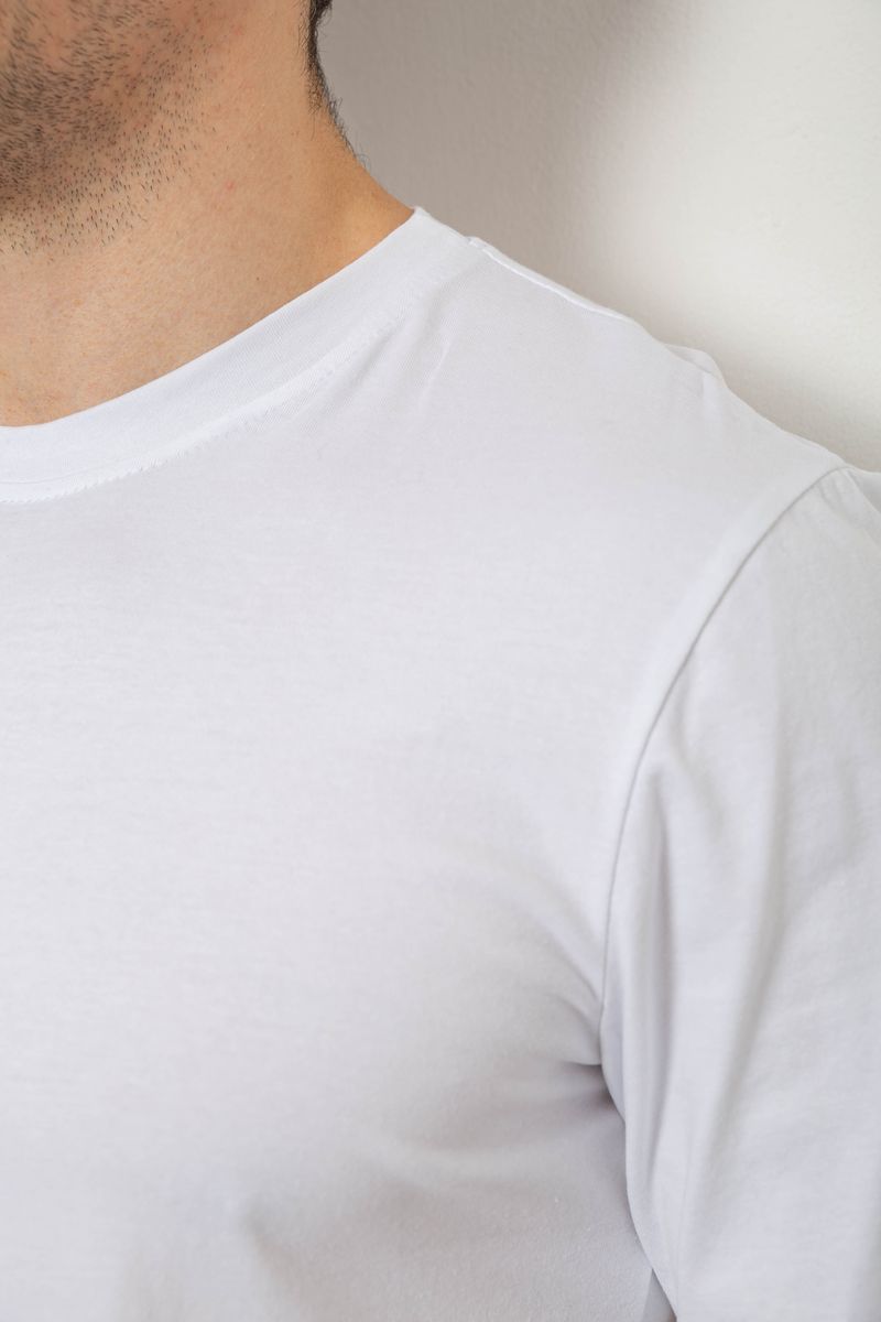 Футболка чоловіча однотонна, колір білий, 238R155 - Зображення 5
