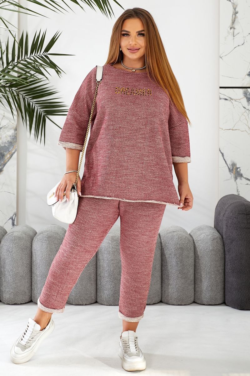 Костюм жіночий домашній, колір бордовий, 257R44