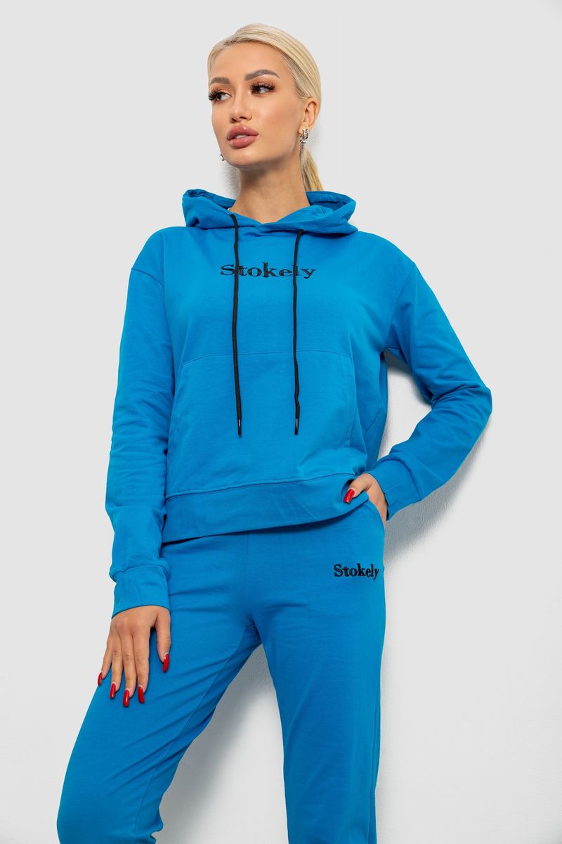 Спортивний костюм жіночий двонитка, колір джинс, 214R1419-006 - Зображення 2