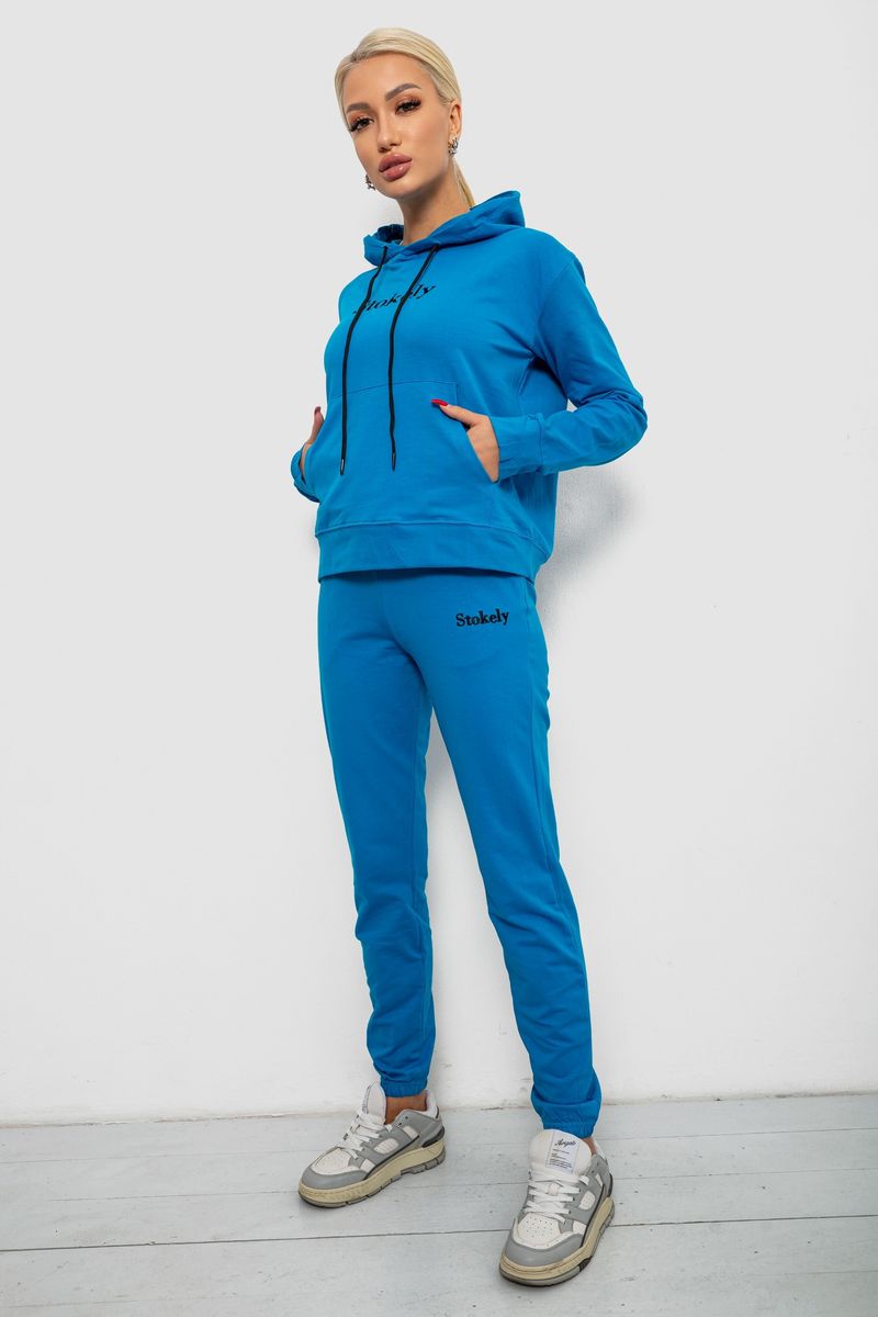 Спортивний костюм жіночий двонитка, колір джинс, 214R1419-006 - Зображення 3