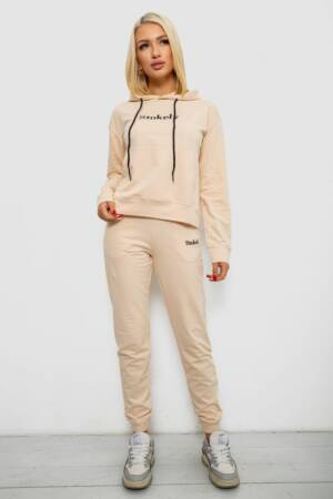 Спортивний костюм жіночий двонитка, колір бежевий, 214R1419-006
