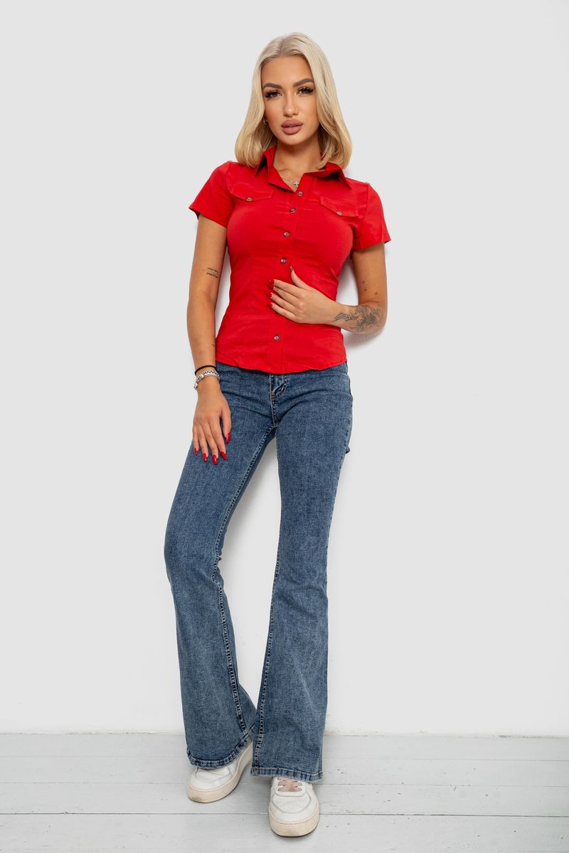 Сорочка жіноча однотонна, колір червоний, 230R068-1