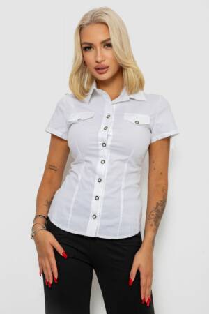 Сорочка жіноча однотонна, колір білий, 230R068-1