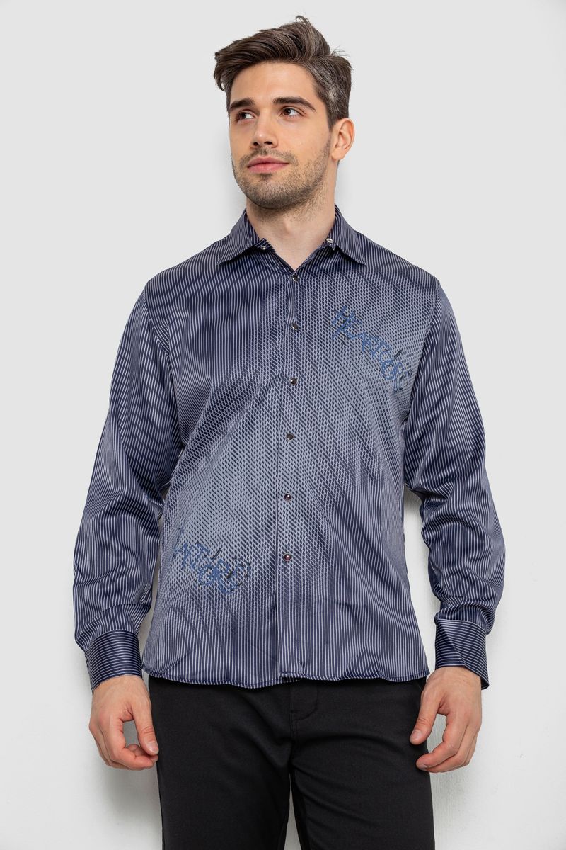 Сорочка чоловіча з принтом, колір синій, 214R5829