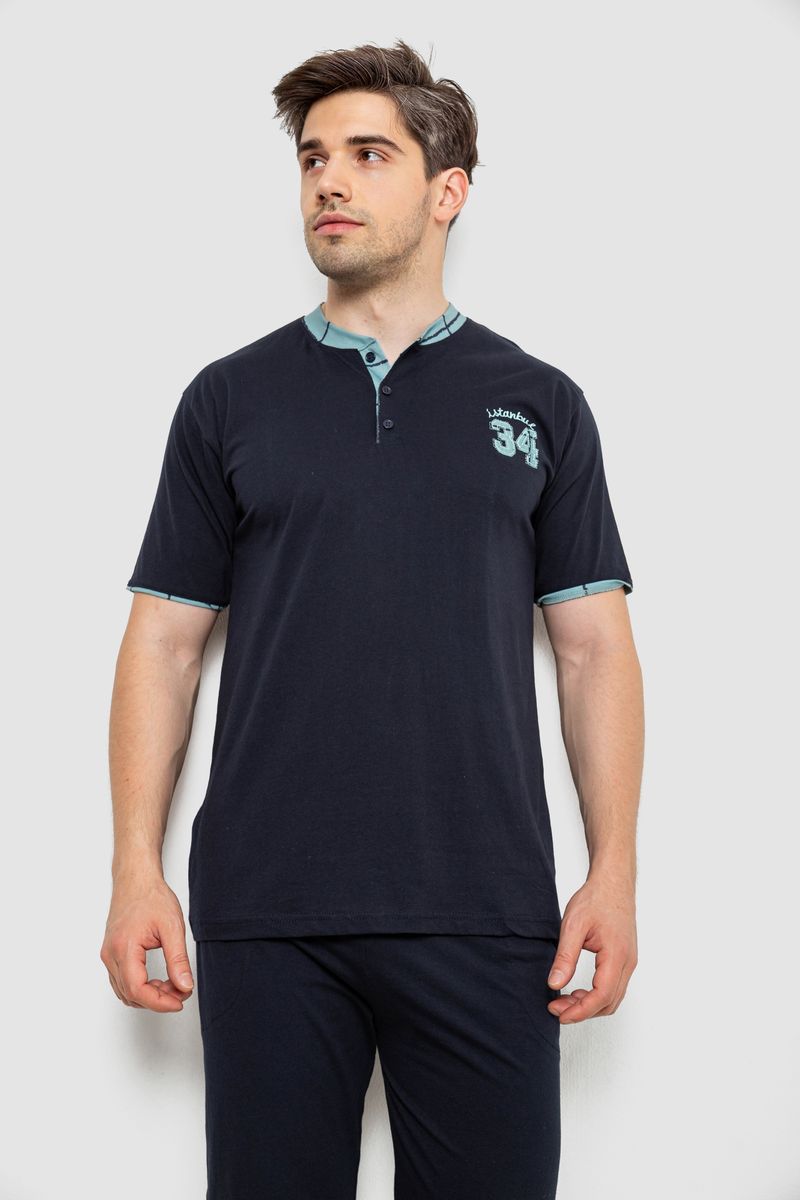 Піжама чоловіча з принтом, колір синій, 243R2005