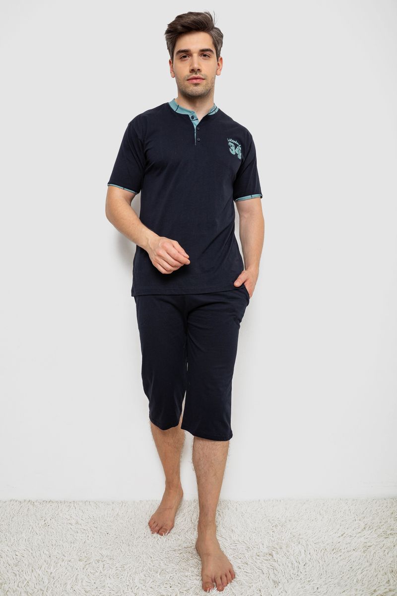 Піжама чоловіча з принтом, колір синій, 243R2005