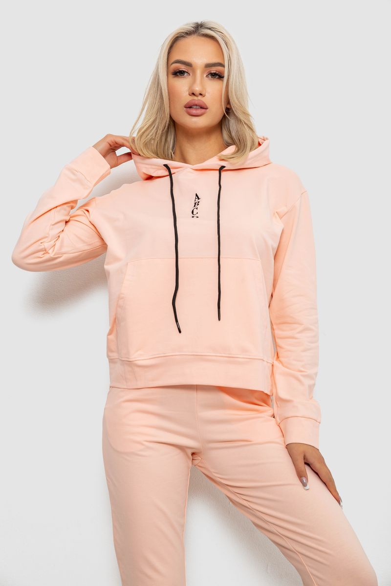 Спортивний костюм жіночий двонитка, колір персиковий, 214R1419-001 - Зображення 2