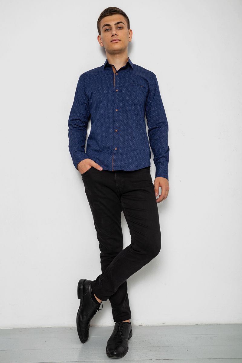 Сорочка чоловіча з принтом, колір синій, 214R7045