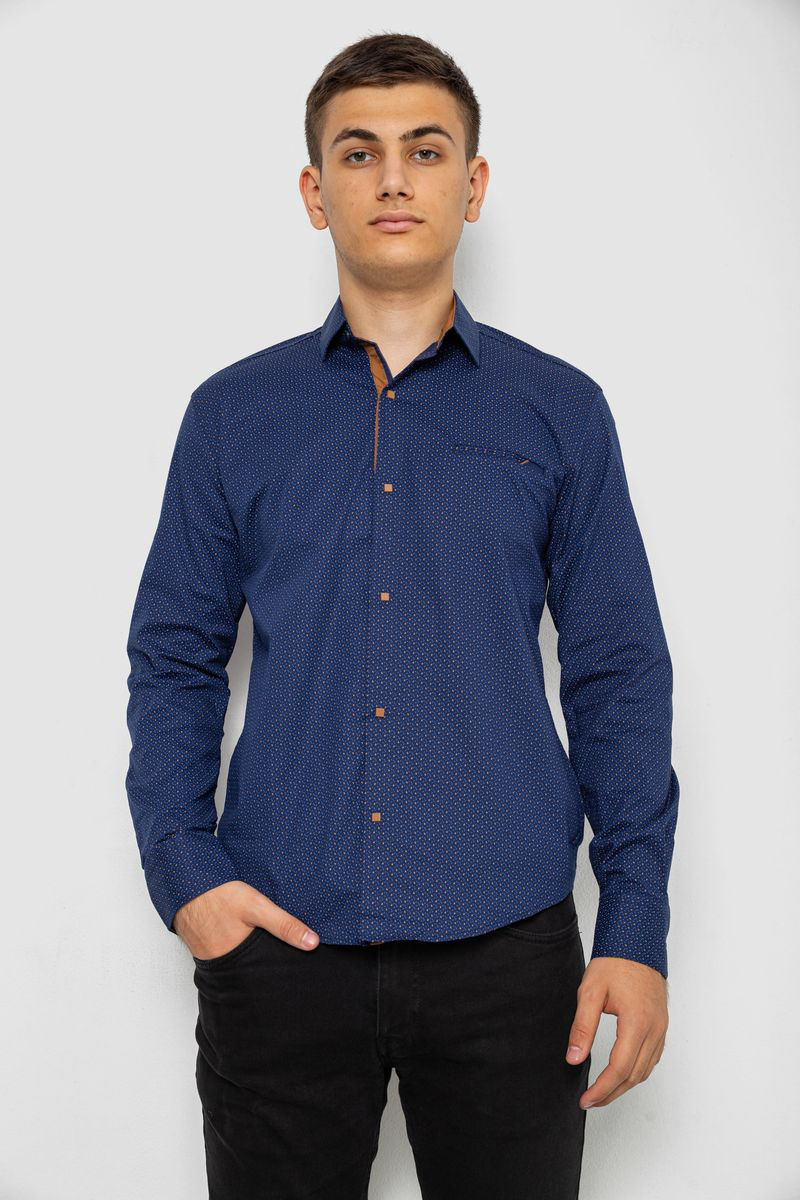 Сорочка чоловіча з принтом, колір синій, 214R7045