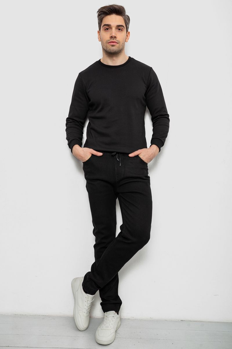 Джинси чоловічі на резинці утеплені, колір чорний, 244R664-5