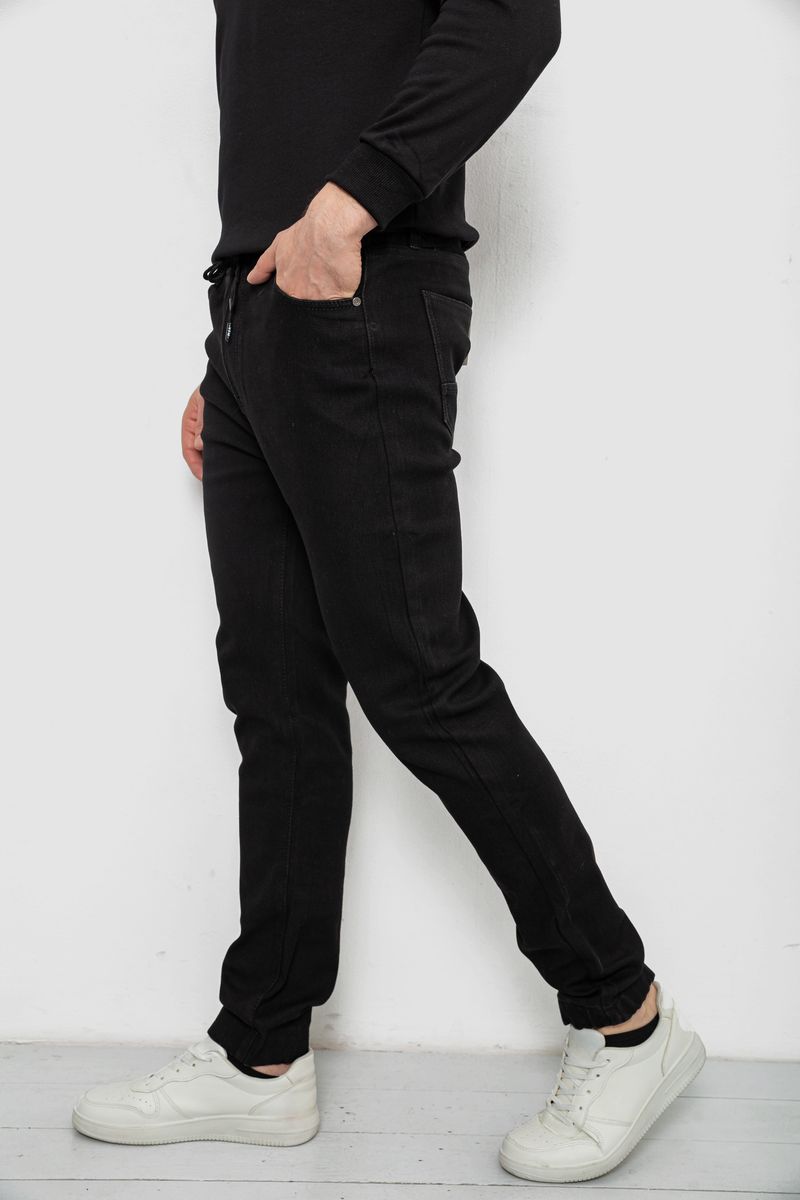 Джинси чоловічі на резинці утеплені, колір чорний, 244R664-5 - Зображення 3