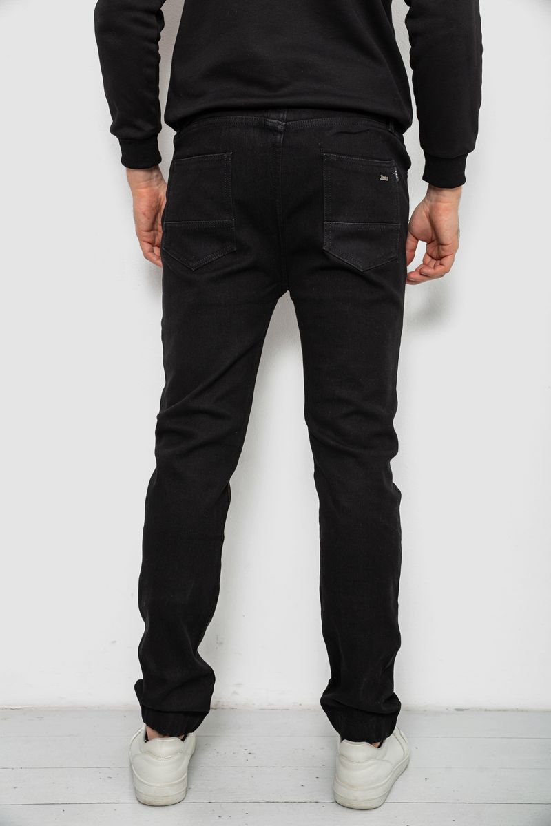 Джинси чоловічі на резинці утеплені, колір чорний, 244R664-5 - Зображення 4