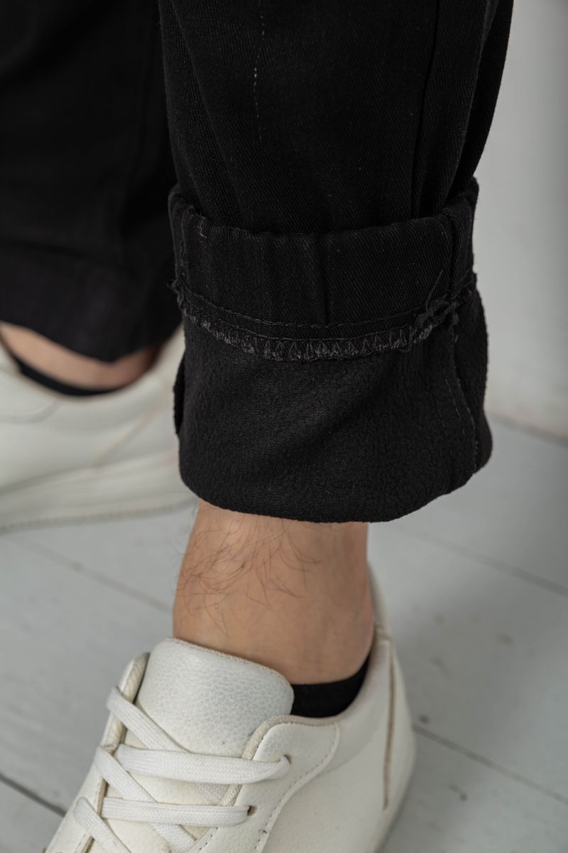 Джинси чоловічі на резинці утеплені, колір чорний, 244R664-5 - Зображення 6