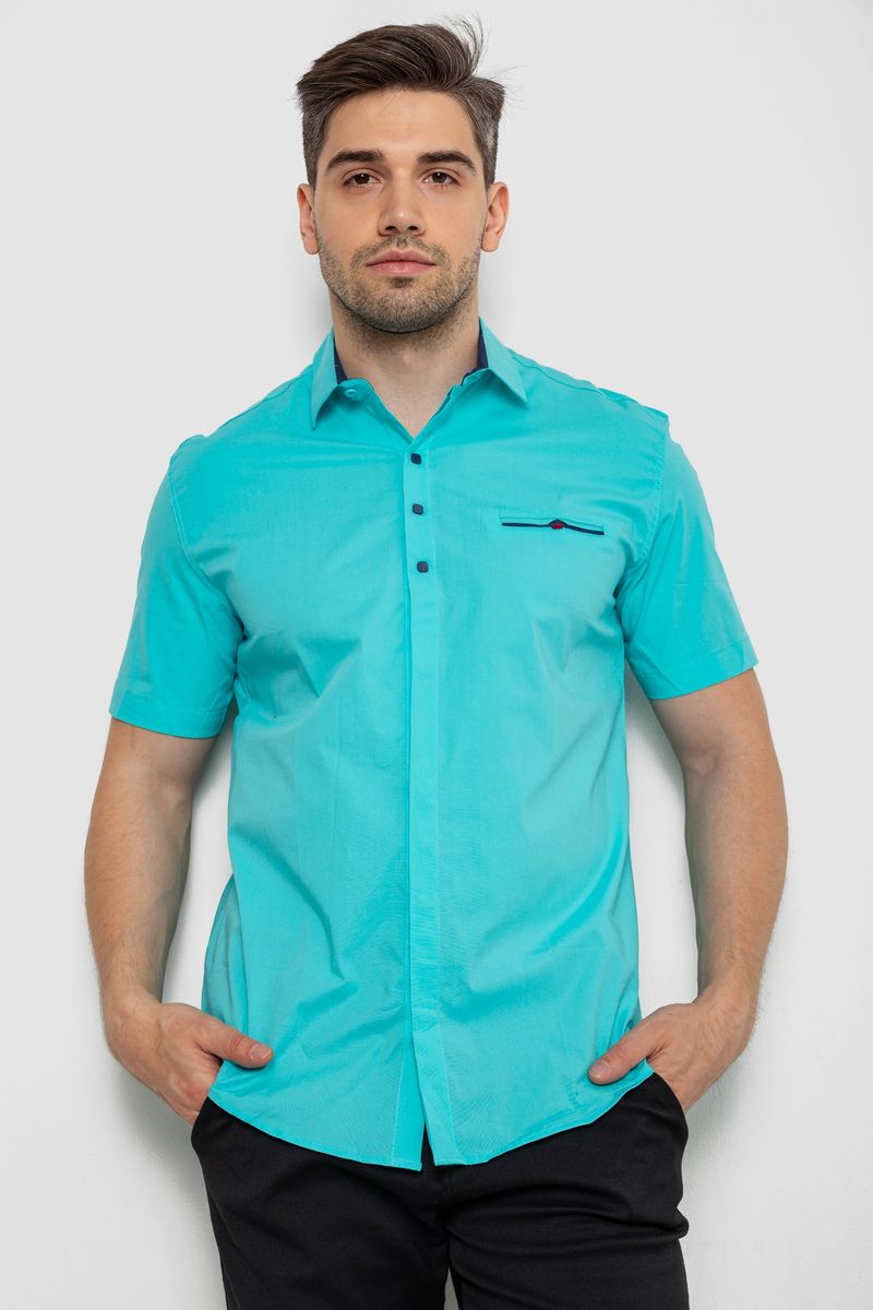 Сорочка чоловіча, колір бірюзовий, 214R7114-2