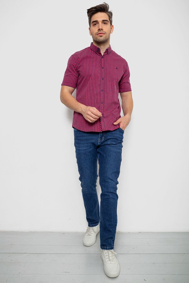 Сорочка чоловіча в клітку, колір малиновий, 214R2445-1