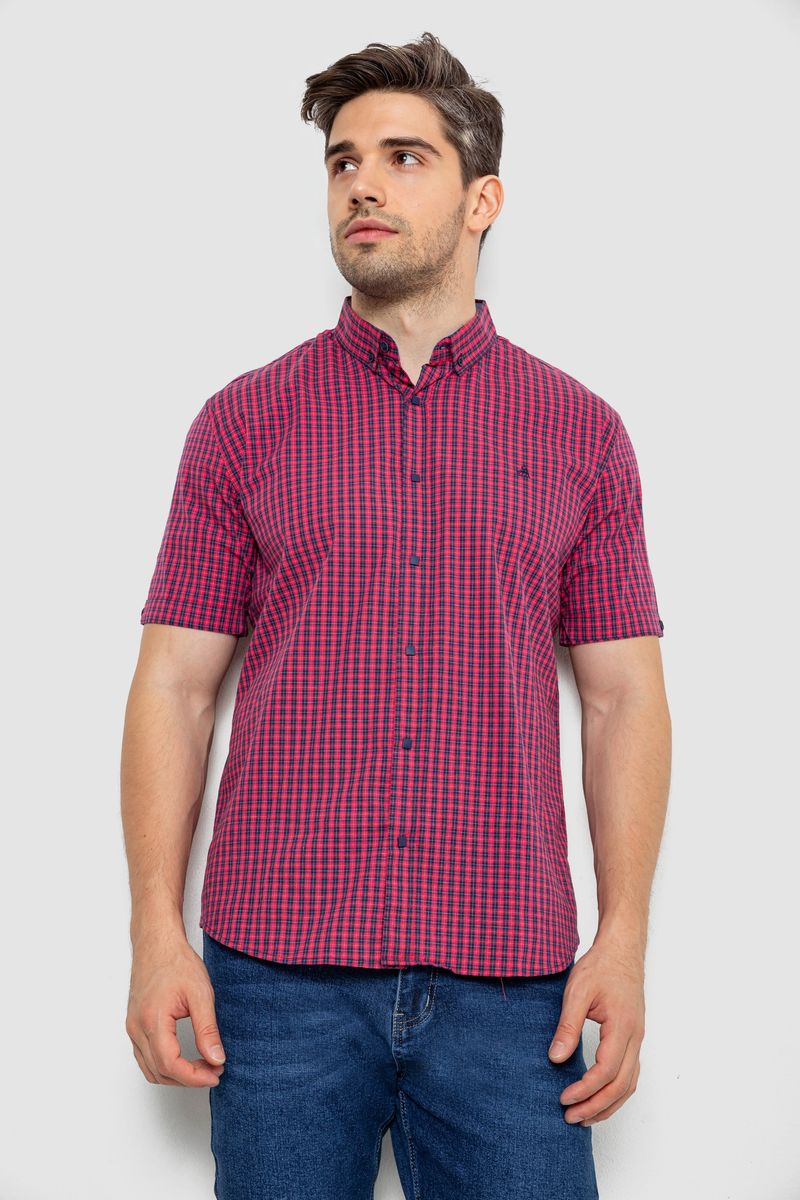 Сорочка чоловіча в клітку, колір малиновий, 214R2445-1