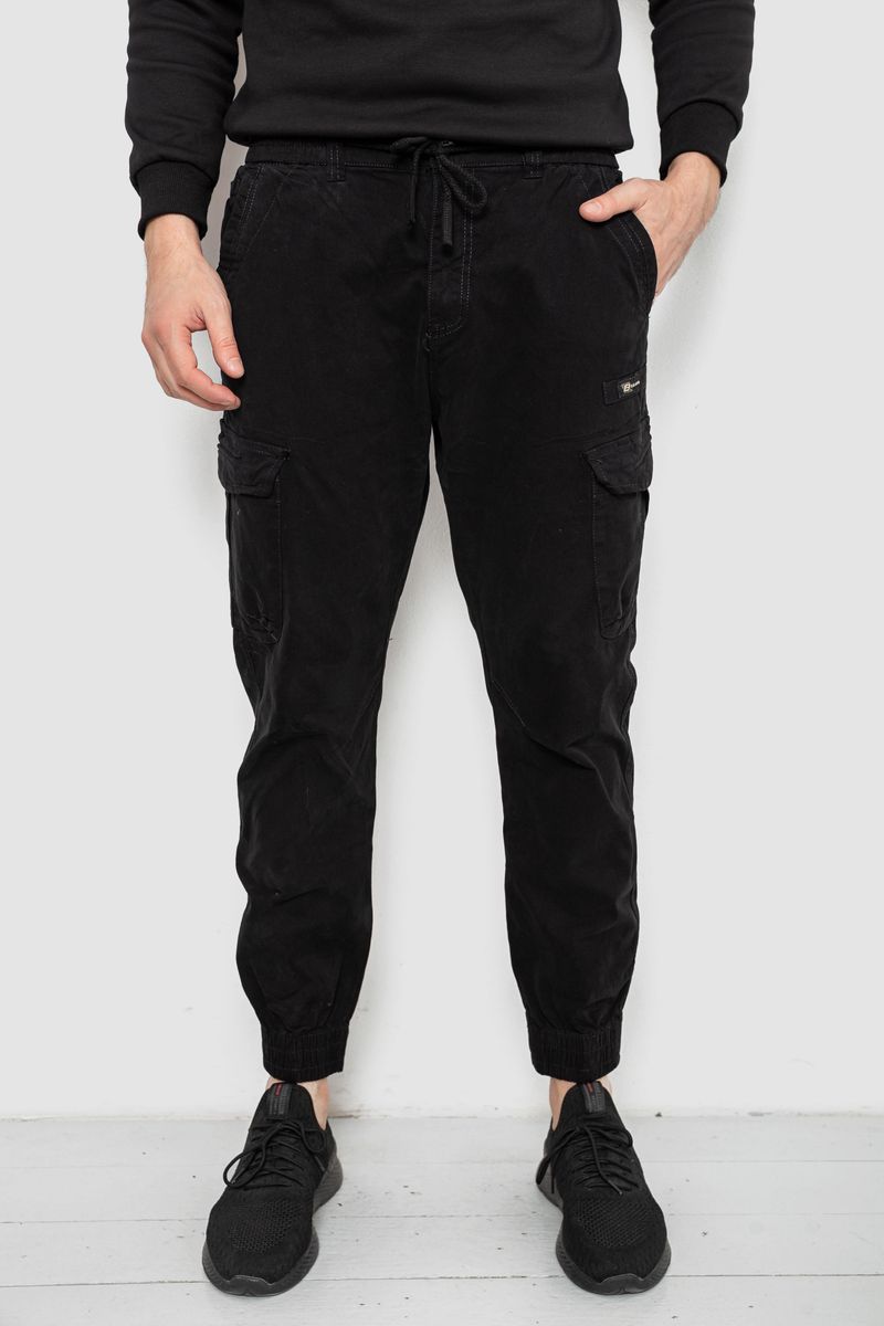Штани чоловічі однотонні, колір чорний, 244R1693