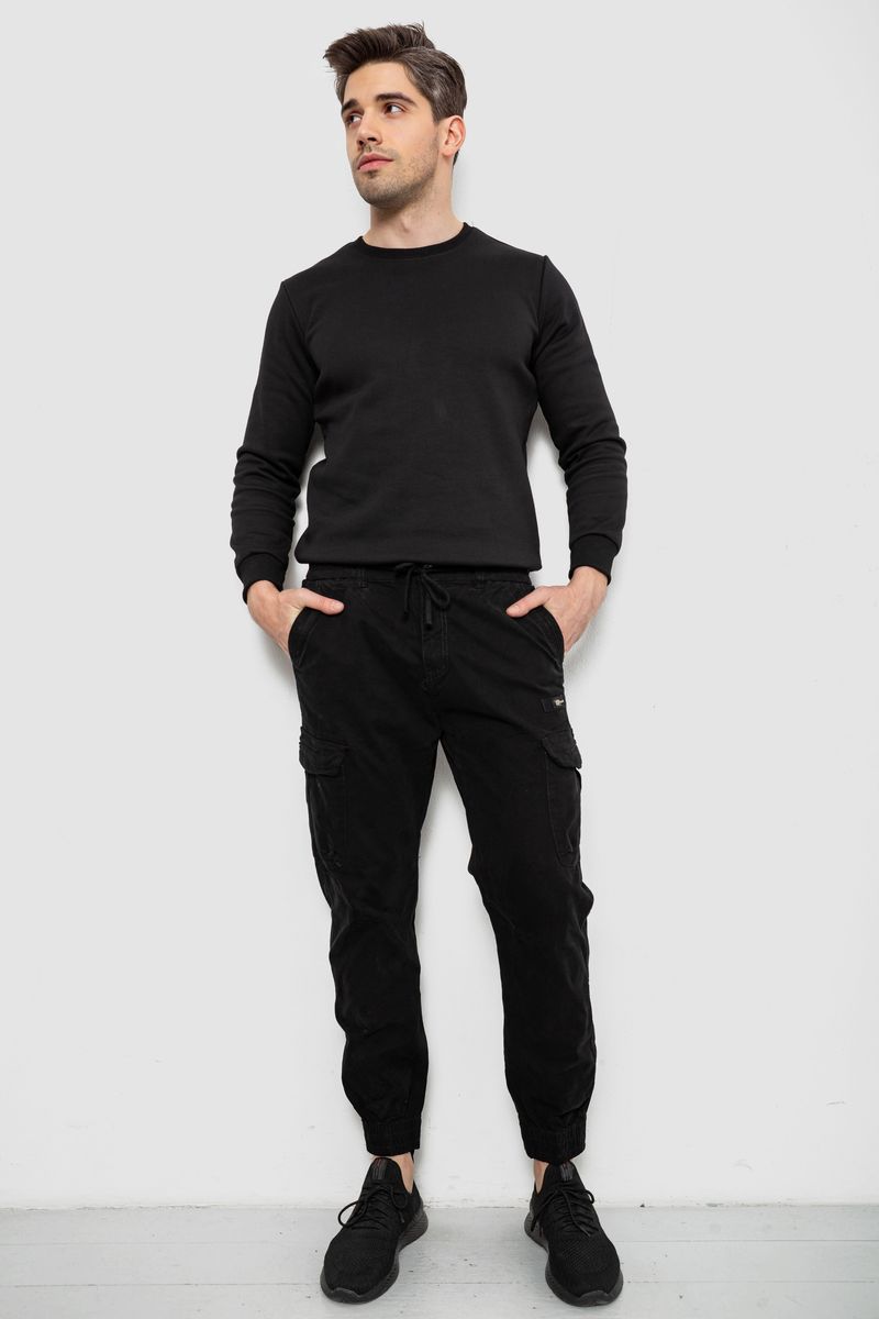 Штани чоловічі однотонні, колір чорний, 244R1693