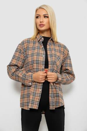 Сорочка жіноча в клітинку, колір мокко, 244R1070-3