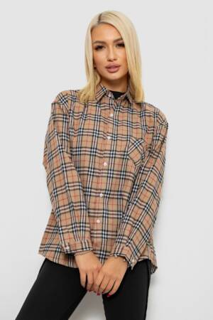 Сорочка жіноча в клітинку, колір мокко, 244R1070-3