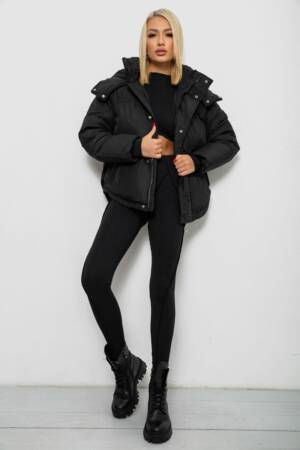 Куртка жіноча зимова коротка, колір чорний, 244R983