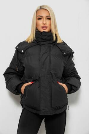 Куртка жіноча зимова коротка, колір чорний, 244R983