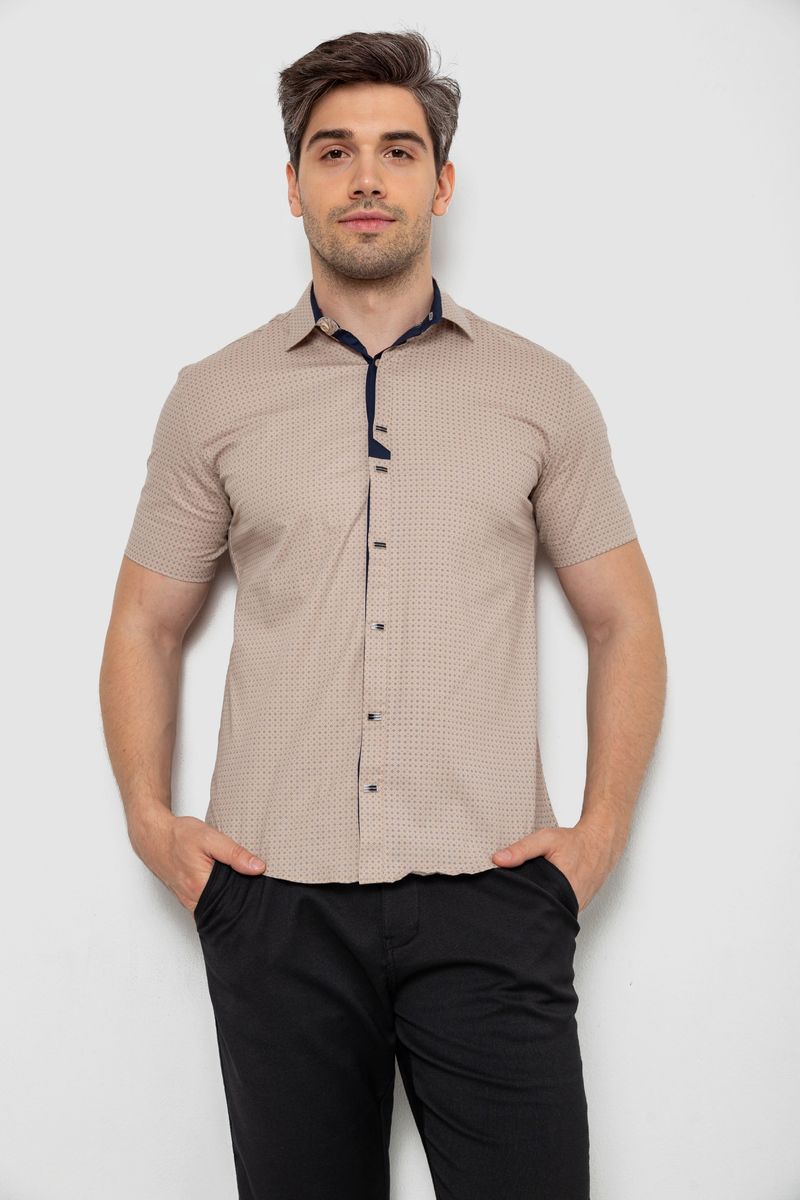 Сорочка чоловіча з принтом, колір бежевий, 214R7021