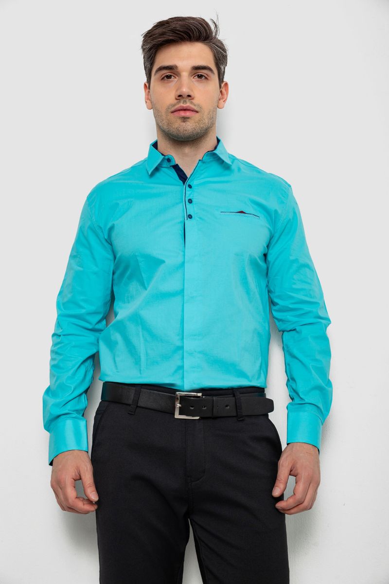 Сорочка чоловіча, колір бірюзовий, 214R7158
