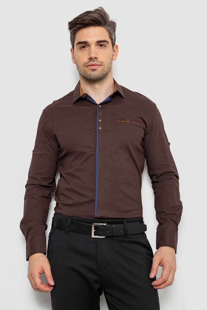 Сорочка чоловіча, колір коричневий, 214R7004
