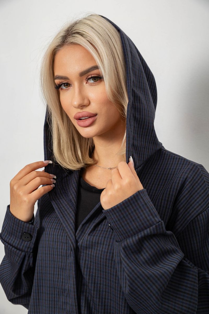Жіночий кардиган в клітинку, колір синій, 257R233-1 - Зображення 5
