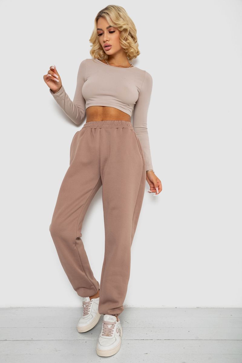 Спортивні штани жіночі на флісі, колір мокко, 238R58671 - Зображення 2