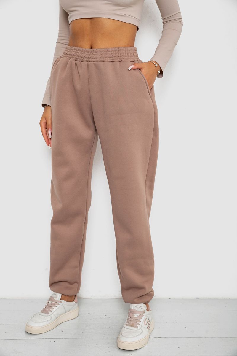Спортивні штани жіночі на флісі, колір мокко, 238R58671 - Зображення 3